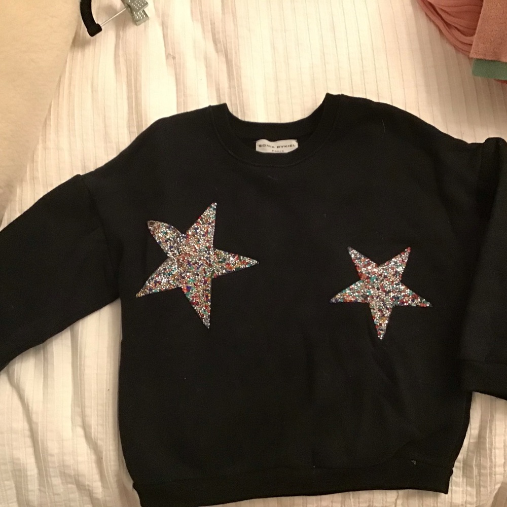Black Sweatshirt with Glitter Stars